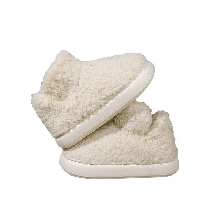 AlHECE Pantofole Donna Stivali da Neve per Le Donne Inverno Cashmere Caldo Spessore Suole Senza Tacco-Coperto Capelli Half Slipper Scarpe di Cotone per Le Donne-Marrone-36