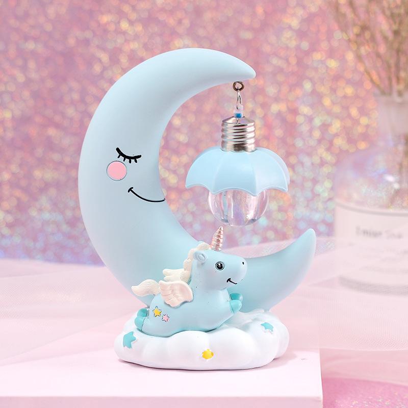 LED 3D Unicorn Bedside Desk Lamp Night Light Moon Lights Kids Bedroom