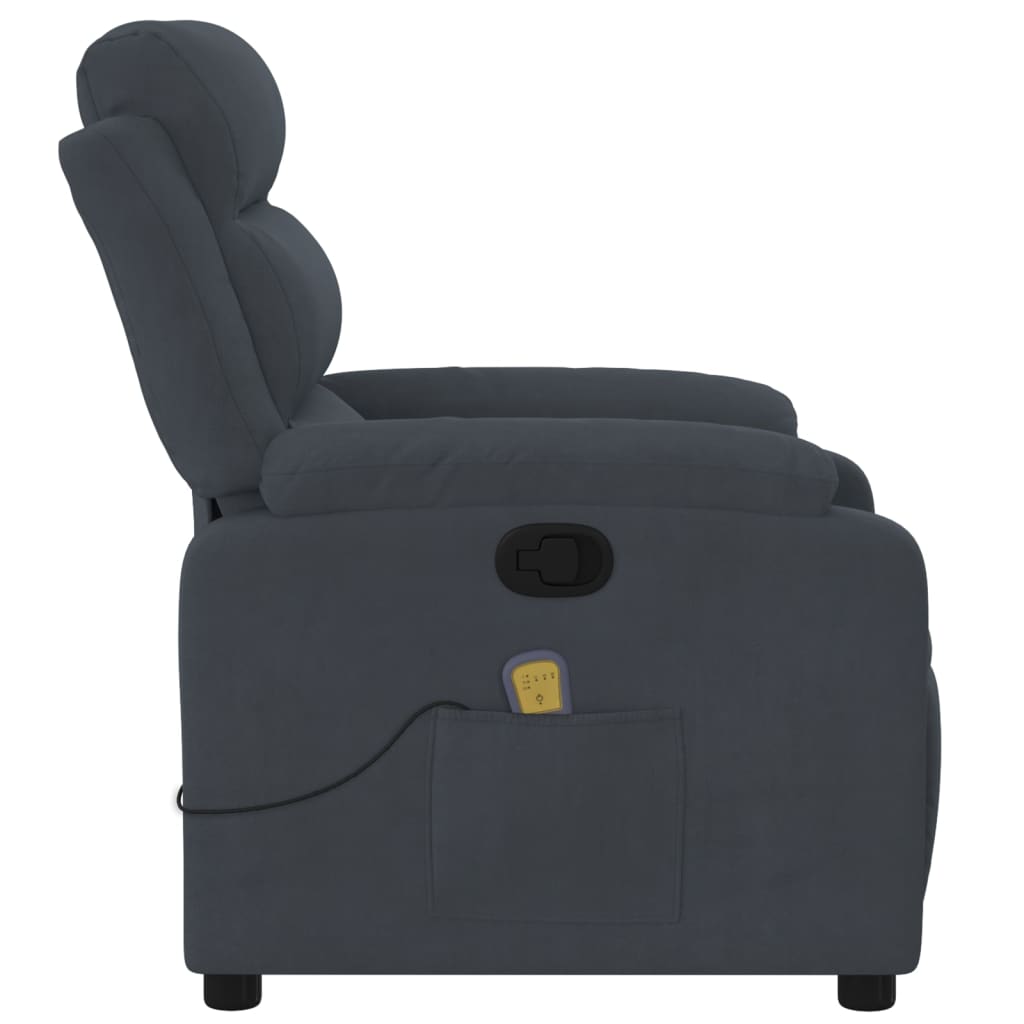 Massage Relax Chair Dark Gray Velvet