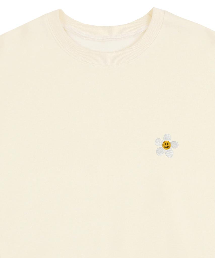 GRAVER [Unisex] Flower Dot Embroidered Sweatshirt_Cream