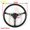 NEW Black Classic PU Steering Wheel 15inch 380mm Flat Dish Racing Sports Steering Wheel for Universal