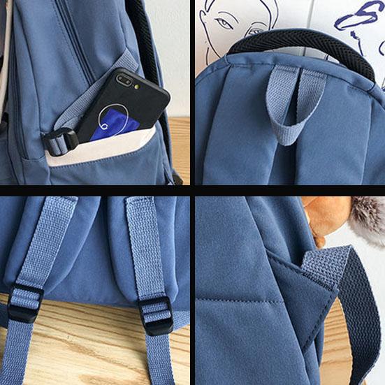 Rucsac din nailon de culoare contrastantă pentru studentă Rucsac de școală ocazional impermeabil, versatil, de mare capacitate