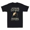 Jesus Is My Savior Riding Is My Therapy Tee Funny Motorcycle Lover Men's T-Shirt