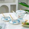 BRBlå Fågel Keramisk Kaffemugg Fat Retro Eftermiddagste Kaffekopp Tekanna Fat Set Par Kopp Set Hem Kreativ Dryckeskärl MuggEY