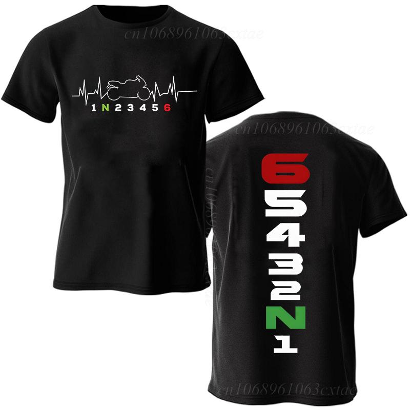 Sommer Mode Unisex T-Shirt Kleidung 1n23456 Motorrad Ausrüstung Biker Herzschlag Grafik T-Shirt Lässiges Übergroßes Unisex Tee T-Shirts
