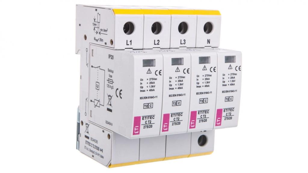 Ogranicznik Przepięć Typ T2 (C) Etitec C T2 275/20 4+0 Do Instalacji Mieszkaniowych Tn-S 002440395
