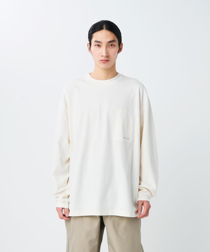 Snow Peak Organic Mercerized Long Sleeve for Men and Women GREIGE M T-Shirt CS-26SU005 - Long-sleeved T-shirt -