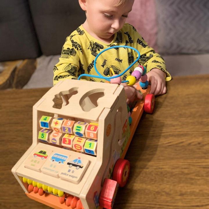 Sorter Auto Drewniane Klocki Samochód 7W1 Edukacyjna Montessori Dla Dzieci