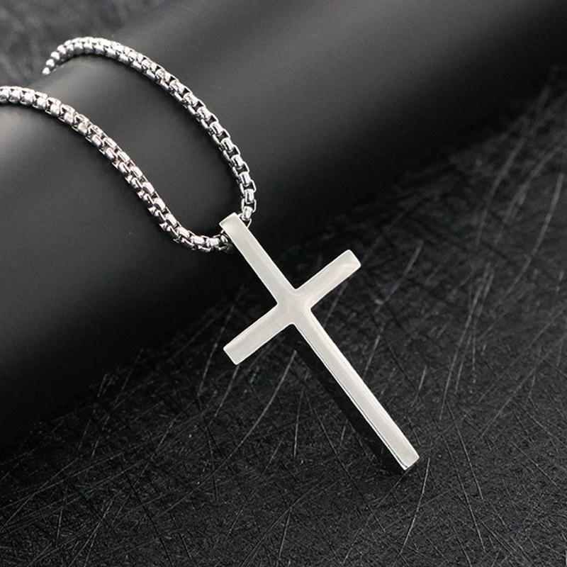 Stainless Steel Cross Pendant Necklace for Men Women Minimalist Zircon Male Female Prayer Necklaces Chokers Fashion