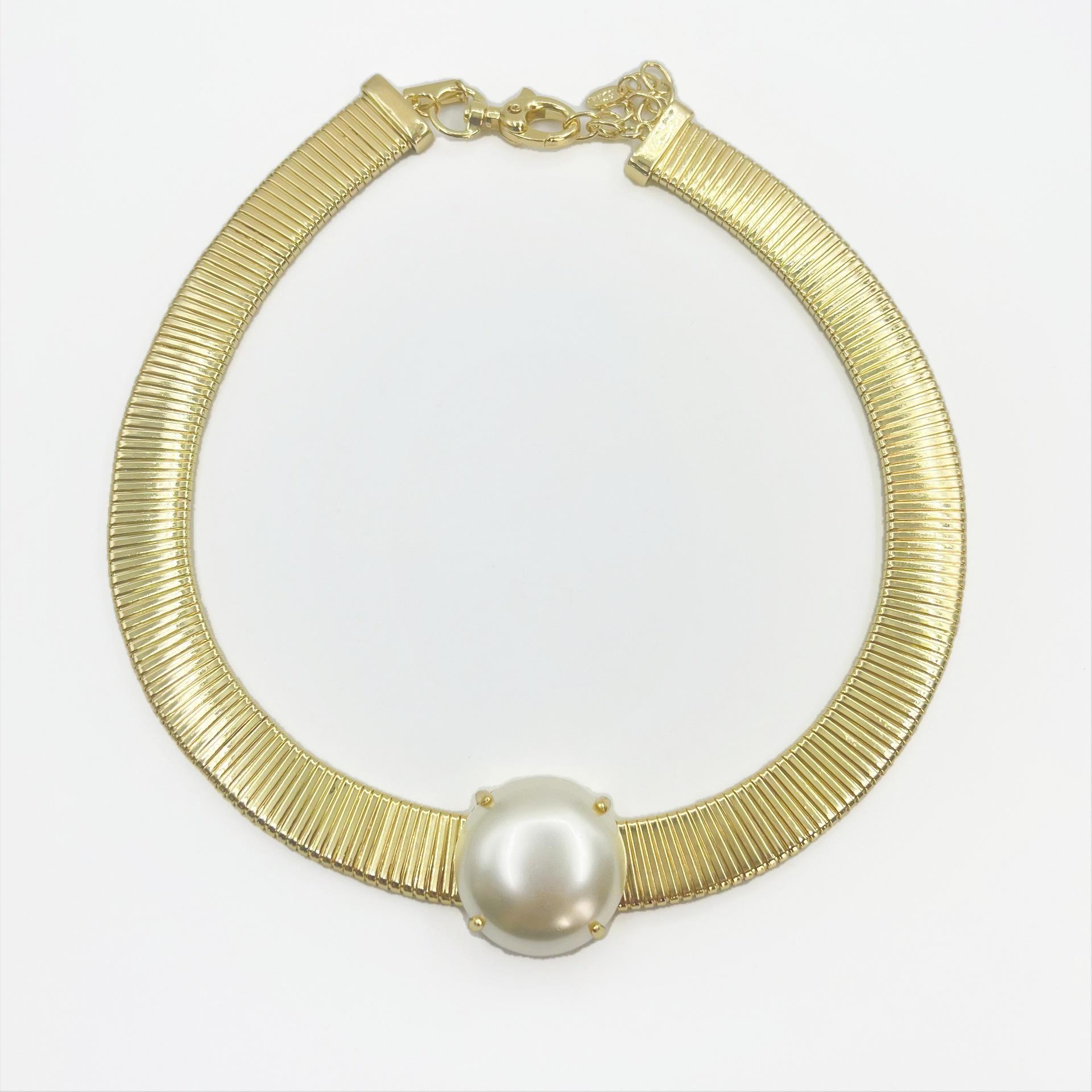 

Personalized Simple Round Elastic Necklace Collar Exaggerated High-End Snake Bone Chain Necklace Female золотой