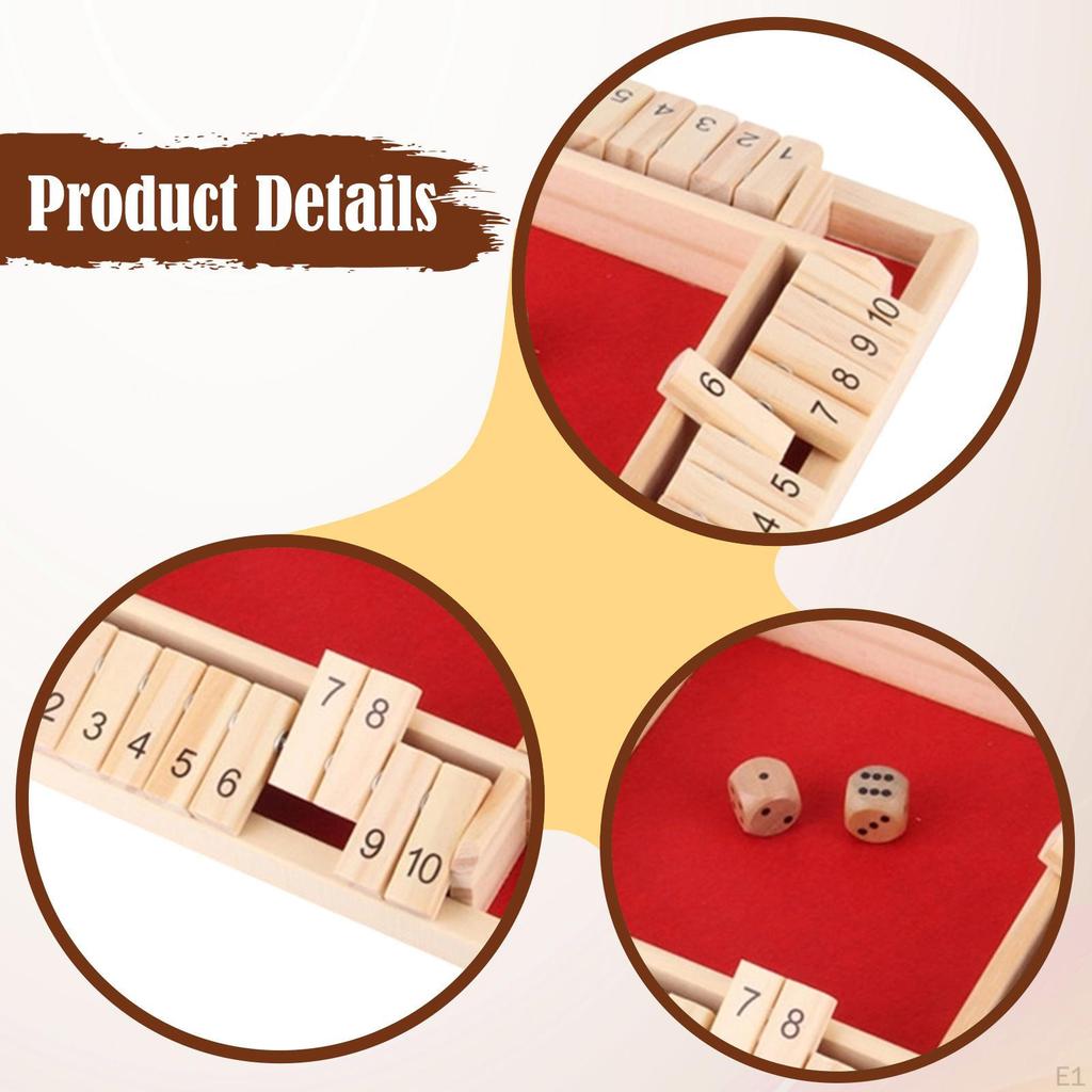 Shut The Game Table Math Props Number Learning Portable Toy, Wooden Board for