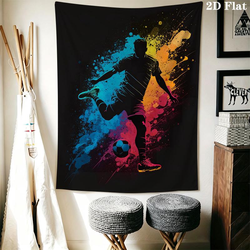 Soccer Art Pattern Home Decor Tapestry, Wall Hanging, Decorative RV Wall Cloth.MGT0918156