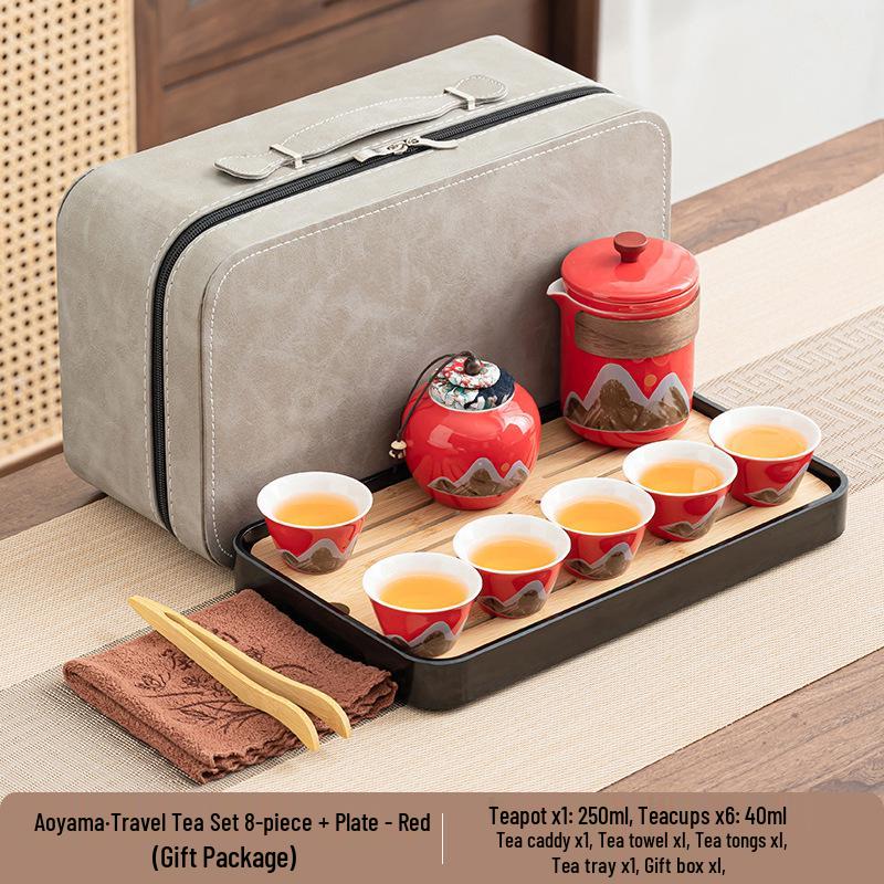 Portable Ceramic Kung Fu Tea Set - Travel Quick Cup for Office or Outdoor Use, Ideal Business Gift