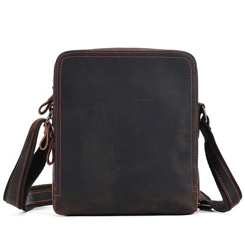 

Processed Leather Shoulder Bag Men S Solid Color Simple Casual Retro Crazy Horse Leather Men S Vertical Messenger Bag