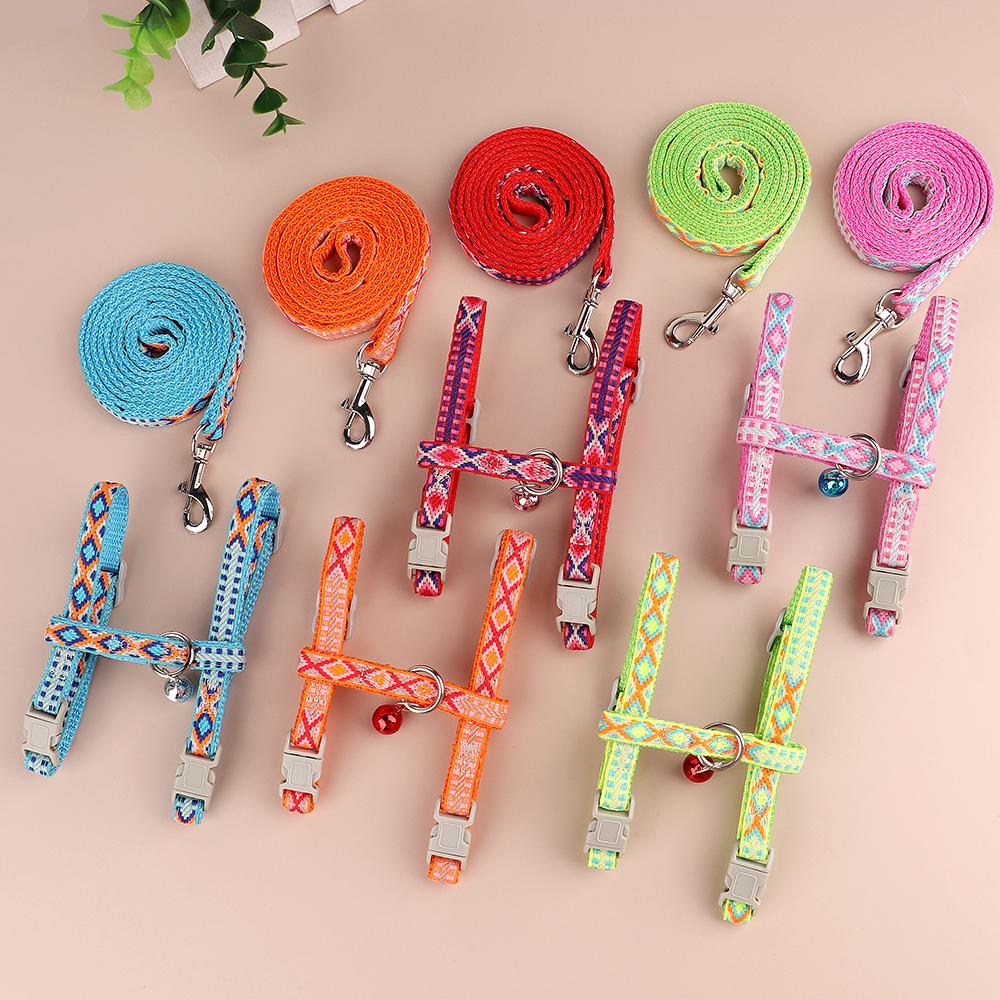 Adjustable Nylon Cat Harness Leash Set Soft Small Dog Cats Harness Vest With Bell Puppy Kitten Pet Walking Lead for Chihuahua