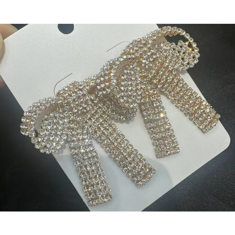 Heavy Industry Luxury Atmosphere Multi-row Flash Diamond Butterfly Fringed Earrings Celebrity Temperament Catwalk Banquet Earrings Women