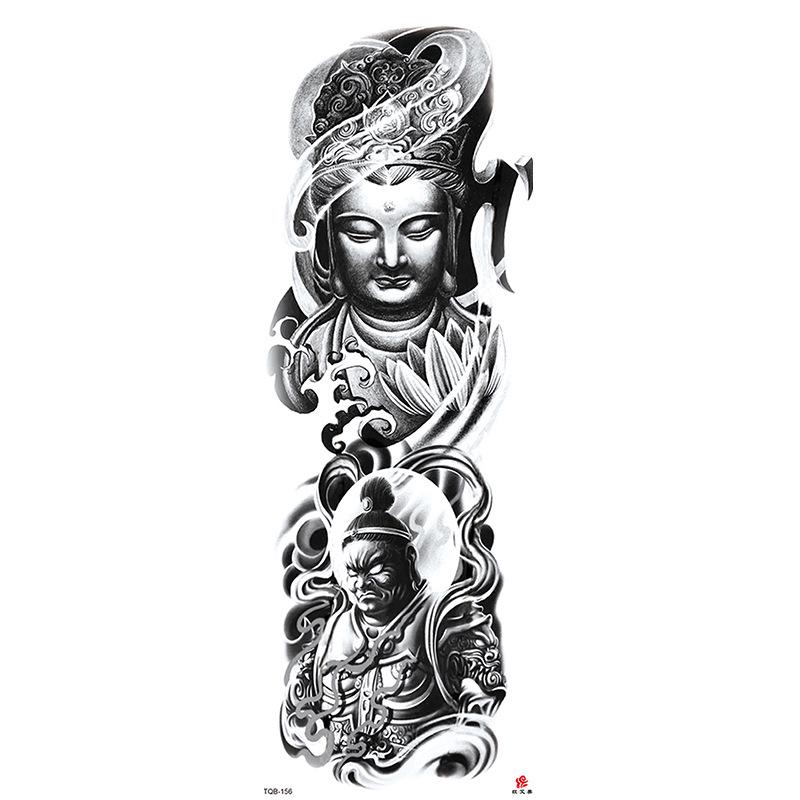 Waterdichte tattoo stickers voor de hele arm: Jezus, Maagd Maria, Kroon, Leeuw-ontwerp