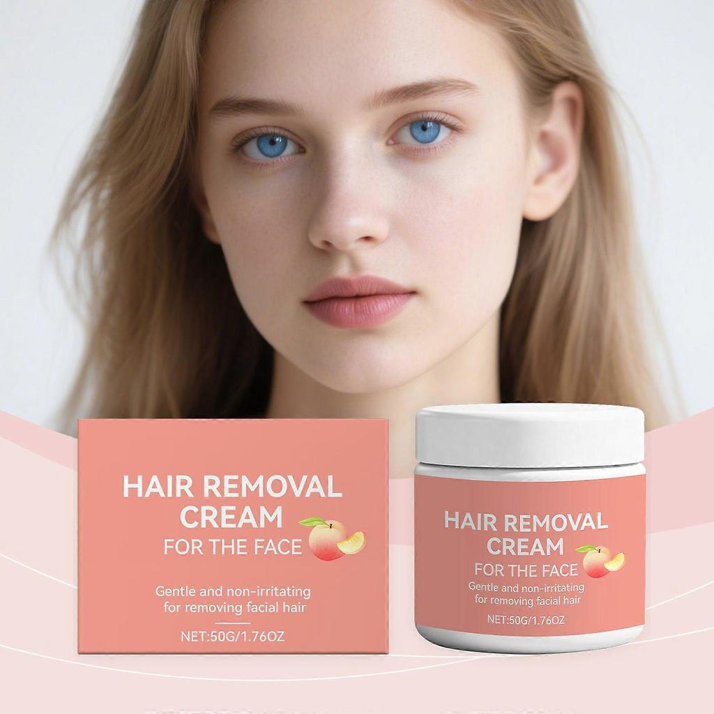 Pfirsich Gesichts-Haarentfernungscreme für Frauen  Sanfte, Feuchtigkeitsspendende Enthaarungscreme für Oberlippe & Kinn, 50ml