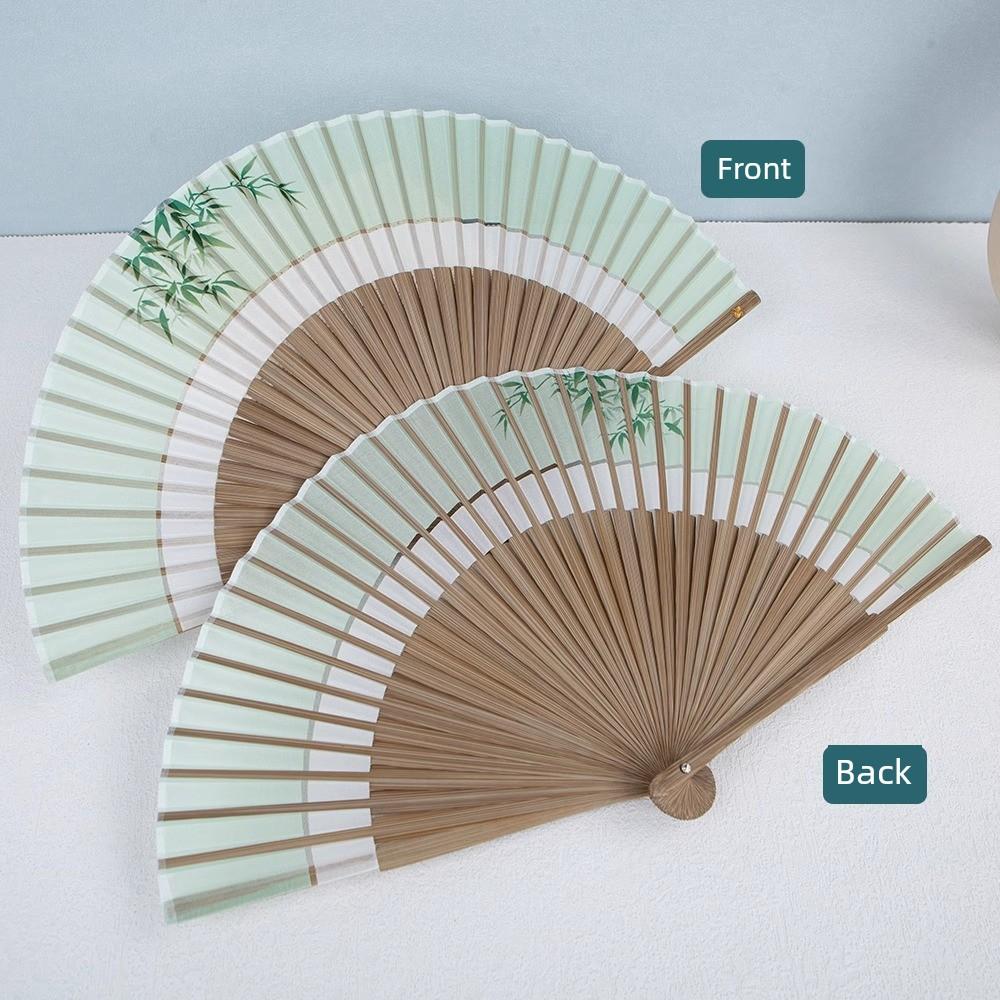 Chinese-Style Folding Fan, Creative Double-Section Fan, Hanfu Qipao Dance Fan, Women's Portable Folding Ancient-Style Small Fan