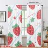 Set Of 2 Strawberry Print Curtain Polyester Kids Room Decor Holiday Window Dressing Light Blocking With Rod Pocket Ideal For Children's