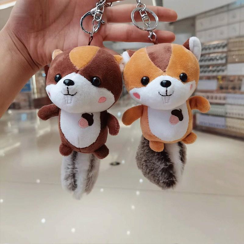 Adorable Plush Squirrel Keychain Cute Stuffed Animal Doll Gift Machine Toy