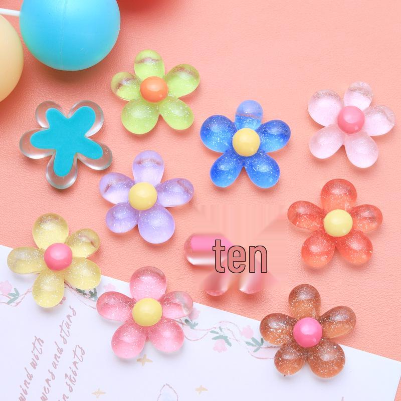 Ice-Clear Glitter Five-Petal Flower Medium DIY Jewelry Hair Clip Resin Kit
