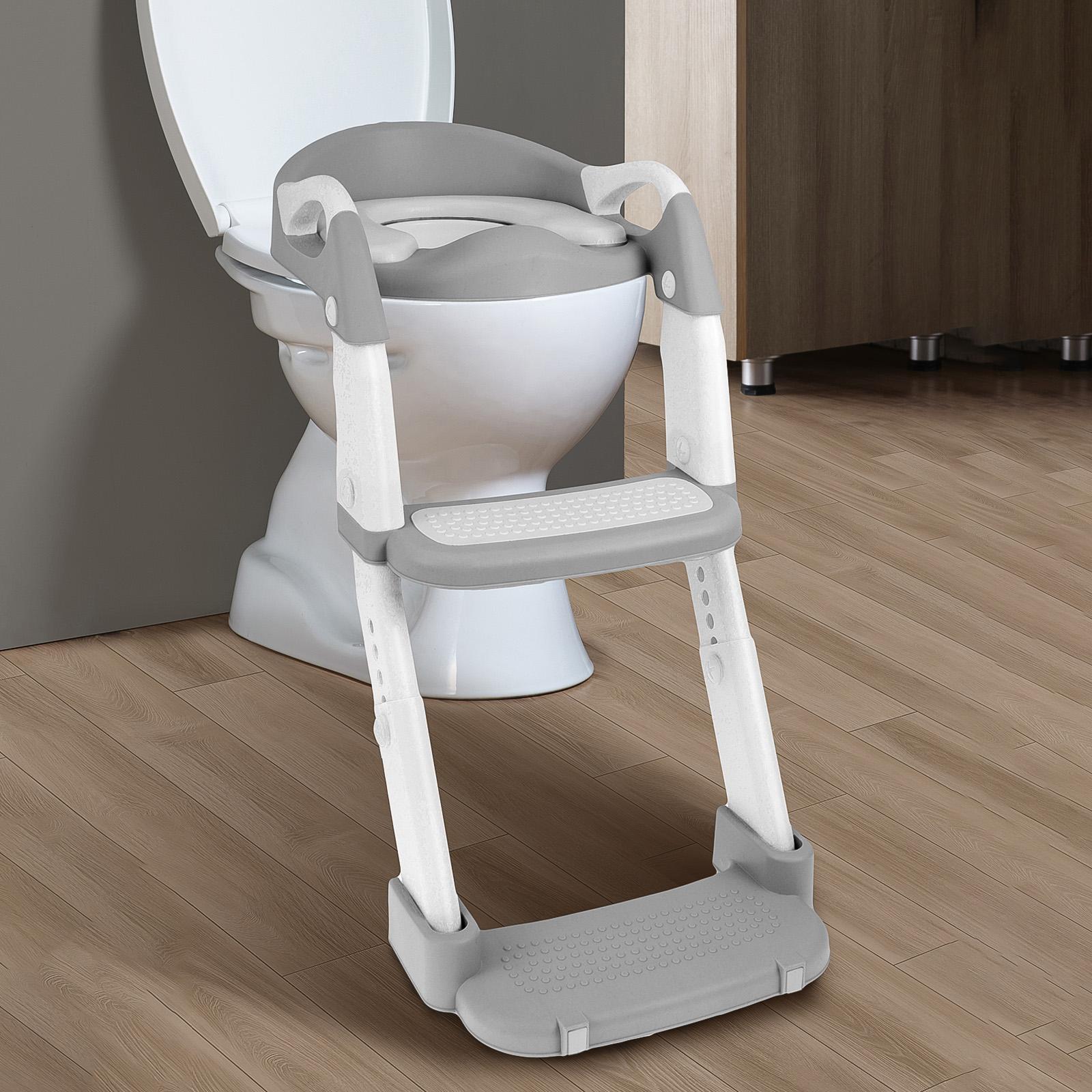 

Children s Toilet Seat Stairway Height Adjustable Potty Training Toilet with Nonslip Pad Foldable Toddler Toilet Seat for Toddle сірий