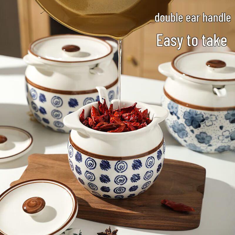 Van Gogh High-Temp Enamel Lard Storage Jar with Lid, 1400ml