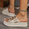 Women's Slippers Soft Sole Middle Heel Slippers 2024 New Summer New Belt Buckle Casual Comfort Open Toe Fashion Women's Slippers