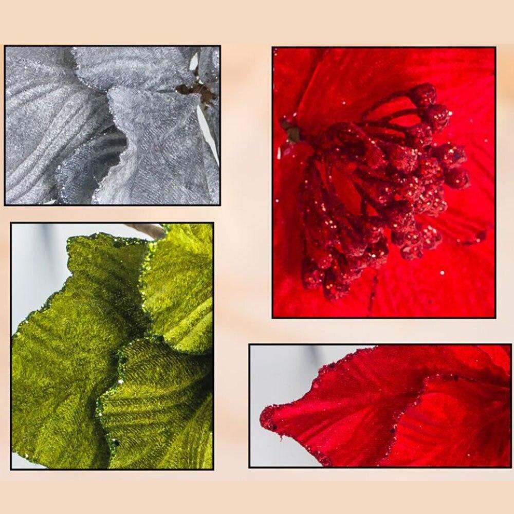 Glitzer-Weihnachtsblumenkopf Rayonblume DIY Weihnachtsbaumdekoration Neujahrsdekoration