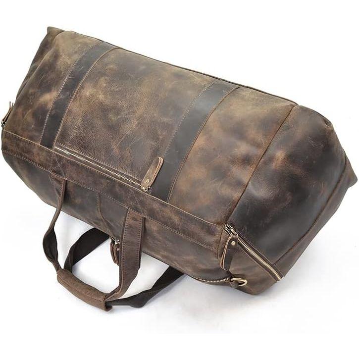 New Classic Vintage Leather Travel Duffel Bag | Genuine Buffalo Leather | Spacious and Stylish | Handmade with Heavy Duty Craftsmanship