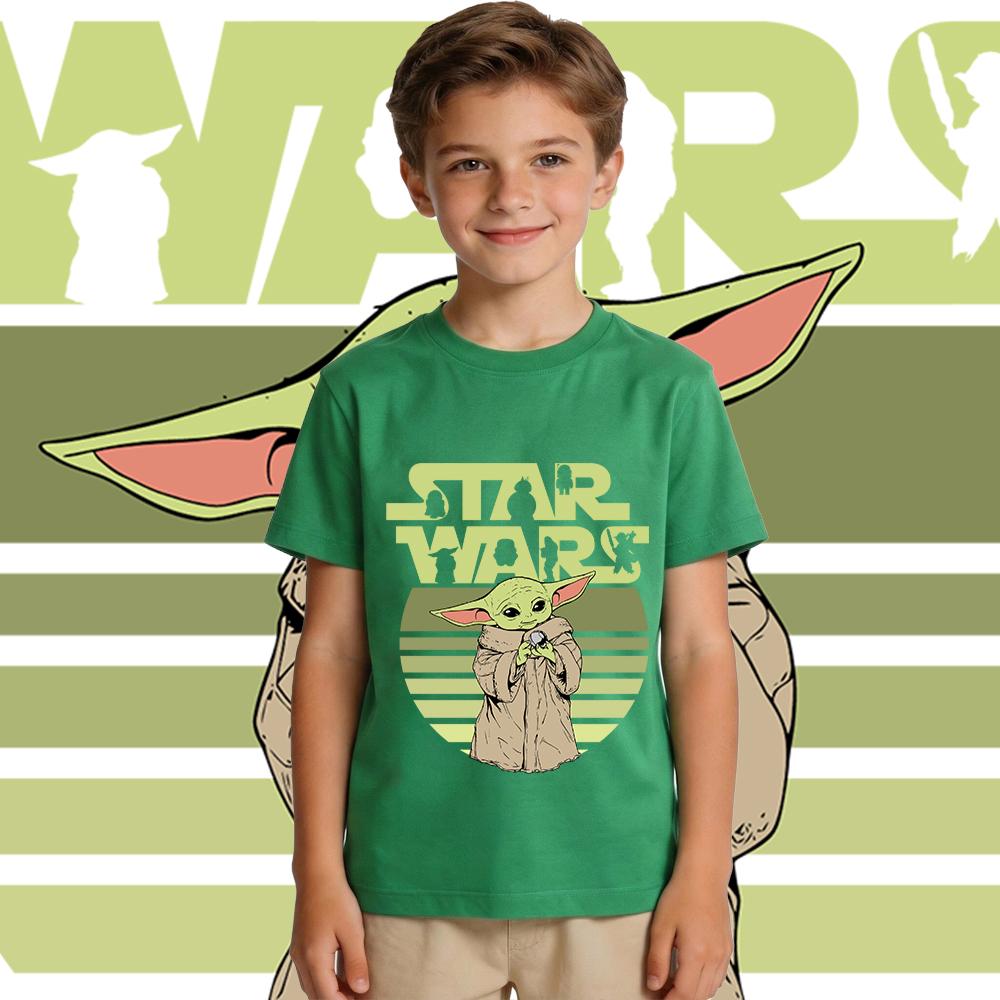 Star Wars Yoda Baby Yoda Print Kids Cotton T Shirt Casual Short Sleeve Tee Boys Girls Toddler Summer Top
