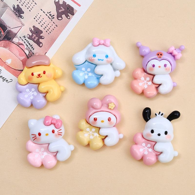 10 Pcs New Mini Floret Cartoon Animal Kitten, Rabbit Series Resin Scrapbook Diy Jewelry Children Gift Hairpin Accessories A13