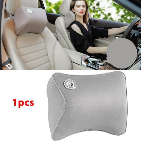 Car Seat Headrest Pad Head Neck Cushion Pillow Soft Gray Memory Cotton Foam