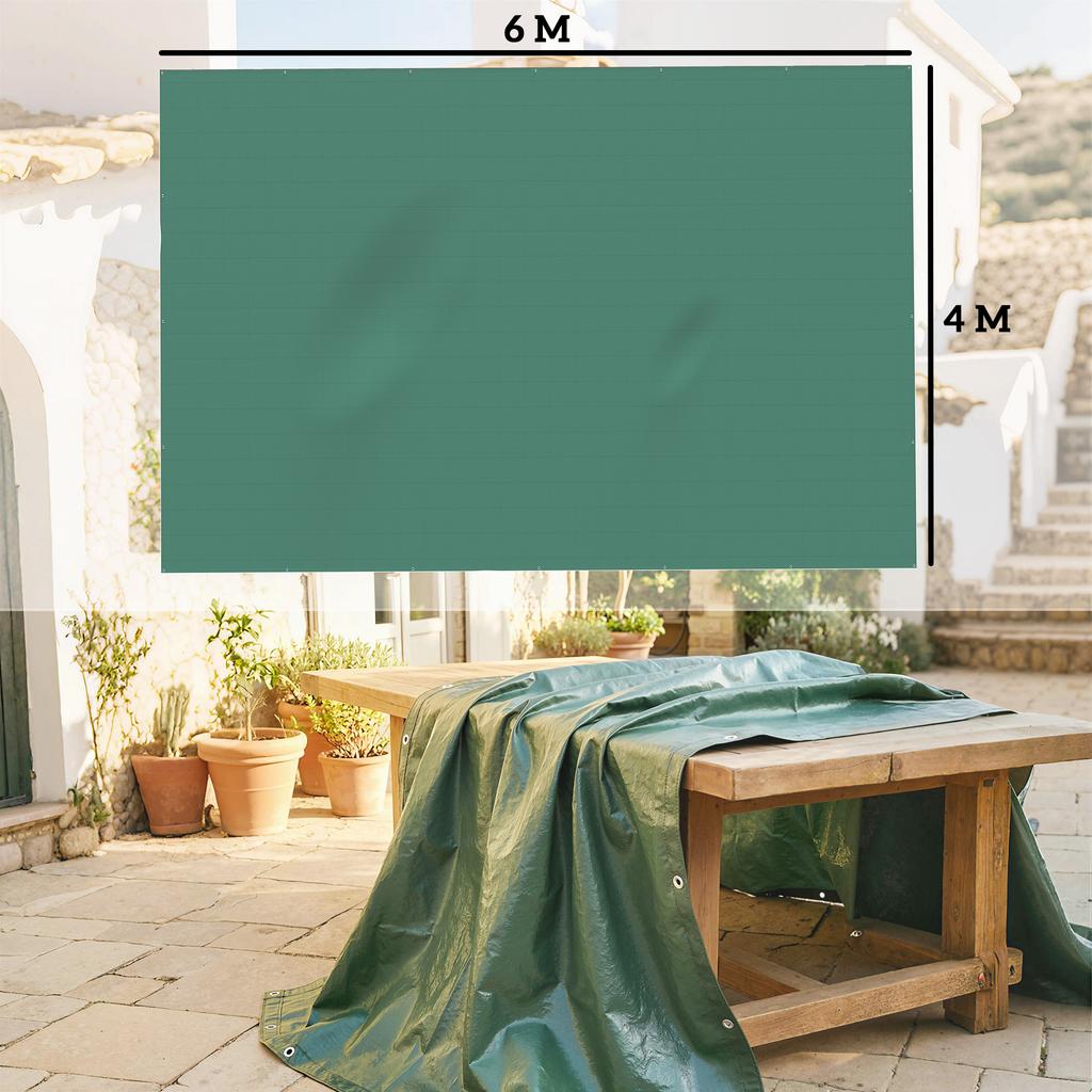 4 X 6m Waterproof Tarpaulin 90GSM Tear-Resistant PE Tarp, Green