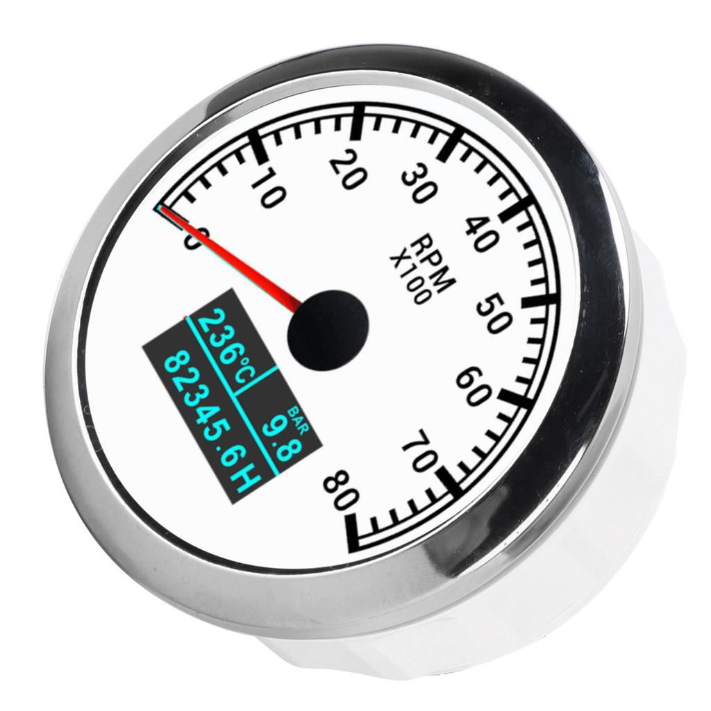 3-in-1-Tachometer Wassertemperatur Öldruck Kumulierte Betriebsstunden Anzeige Zeiger IP67 für Auto LKW Schiff