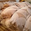 OEING Double-Sided Thickened Buckman-Mocha Flat Sheet Bedding Set