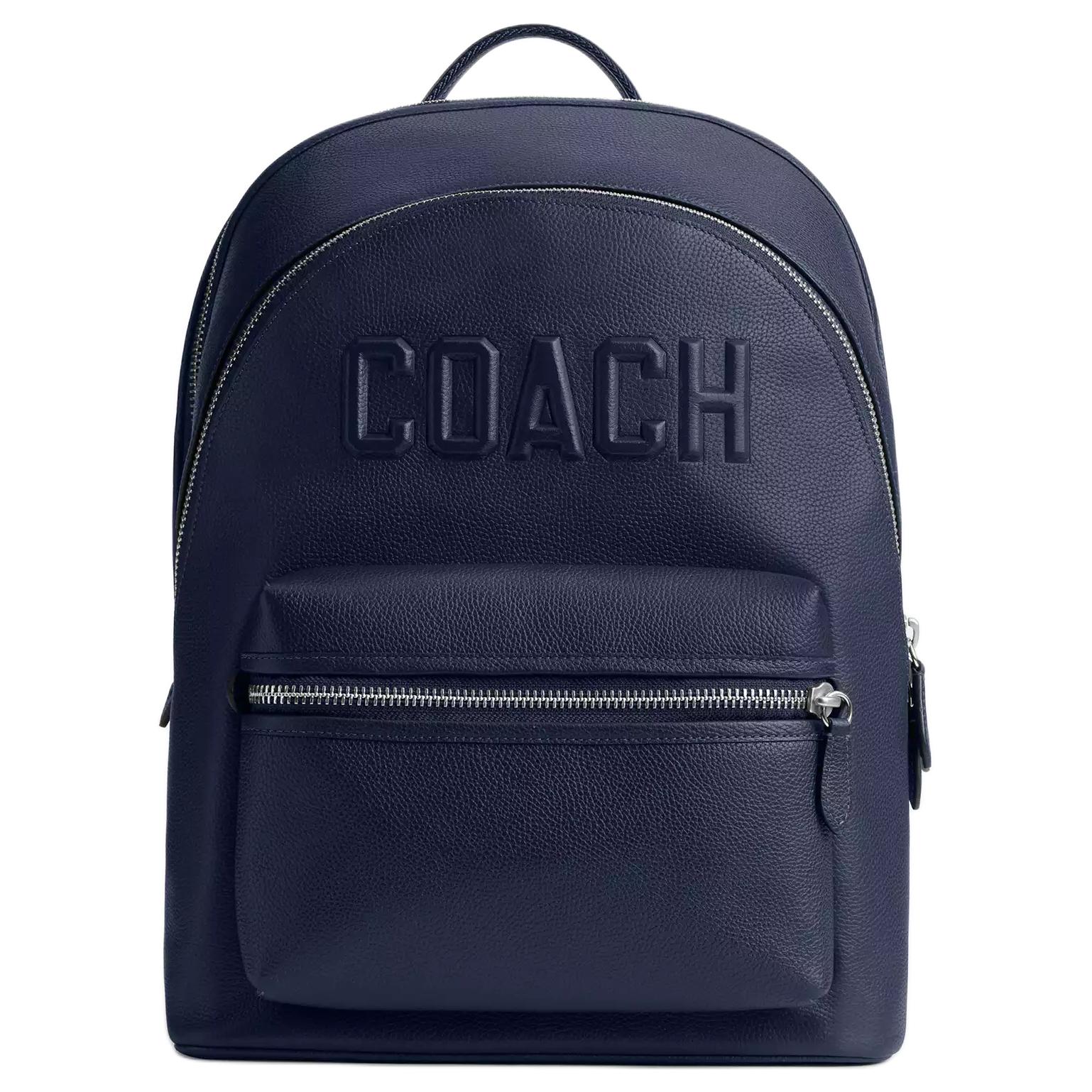 

Coach Charter 30 Logo Zip Closure Leather Backpack Large Men Backpack Dark-Blue CV928-DEB Basic Set (Bag+Dust Bag)