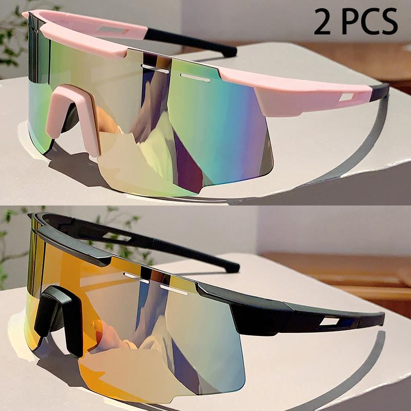 1/2 Stück Mode Monoblock Anti-UV Herrenbrille Outdoor Marke Spiegel Sportsonnenbrille Damen Übergröße Deko Shades zum Radfahren
