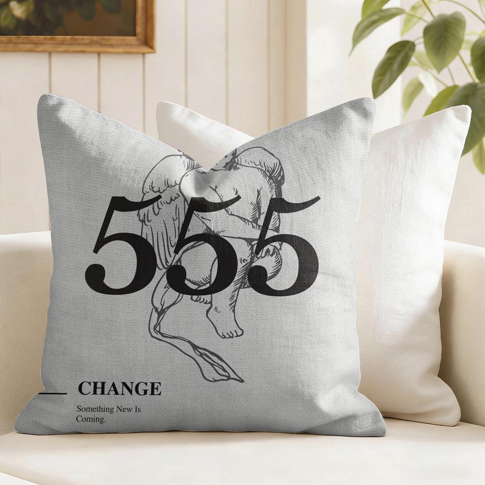 Angel Number Aesthetic Cushion Cover Summer Linen Pillow Case Organic Fabric Cushion Cover DoubleSided Print Sofa Home Decor