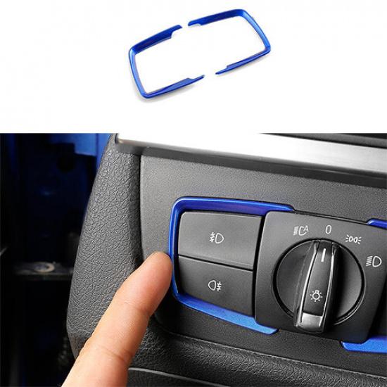 ABS Blue Headlight Button Frame Cover Trim Fit For BMW 3 4 Series GT 2013-