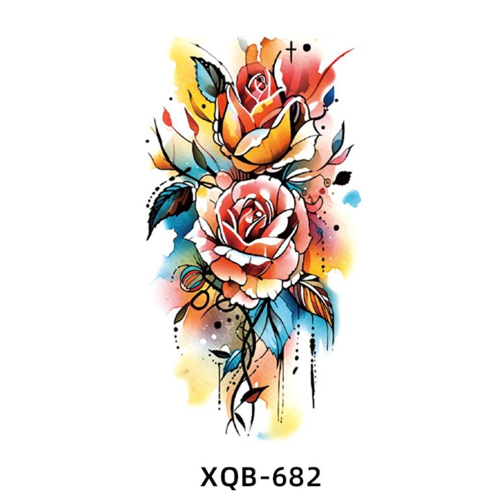 Frauen Temporäres Tattoo Aufkleber Wasserdicht Blume Brustbein Tattoo Stick Floral Arm Tattoo Aufkleber