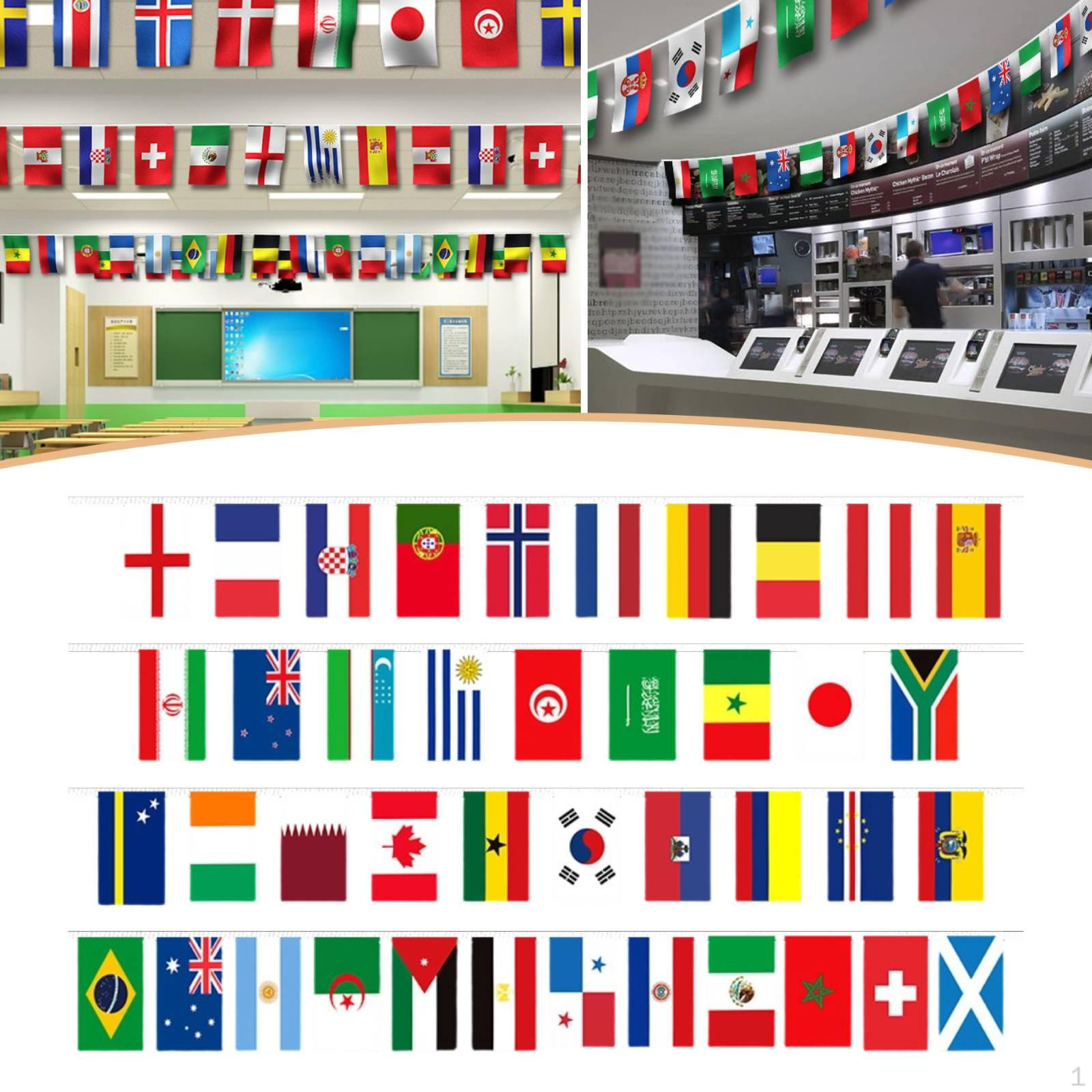 48 countries Flag for World Cup Decorations Double Sided Football International Flags String 14.5m