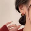 Real 925 Silver Red Drip Glaze Gold Hoop Earrings For Women Trendy Fine Jewelry Niche Advanced Accessories