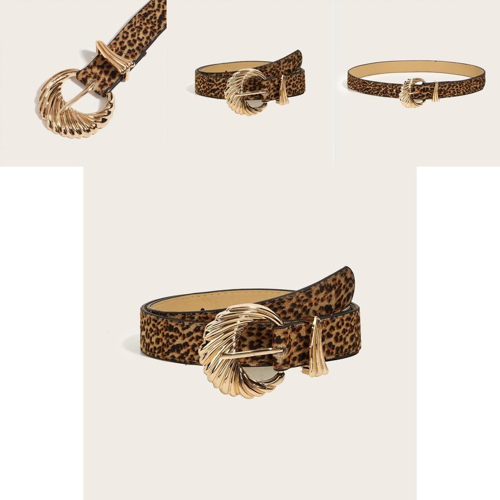 Tiger Print Womens Fashion Leather Belt With Faux Pu Material And Gold Buckle For Casual Wear