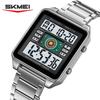 SKMEI 2136 Lighting Stylish Mens Digital Watch Stainless Steel Countdown Stopwatch Wristwatch Fashion Electronic Movement Clock