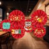Beautiful Paper Multicolor Fan Flower Hanging Decor For New Year And Spring Festival Celebrations