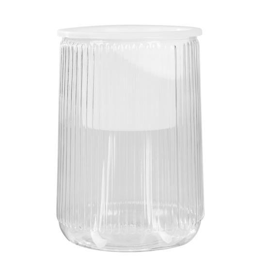 

Self Watering Plant Pot Clear Plastic Flower Pot with Wick Ropes Water Reservoir Vertical Stripes Design Modern Indoor Planter for Pothos Anthurium