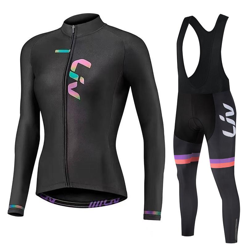 LIV Jersey de Manga Larga para Bicicleta para Mujer Delgado Alta Elasticidad Transpirable Culotte de Ciclismo Equipo Profesional Bicicleta de Carretera MTB Ropa de Ciclismo