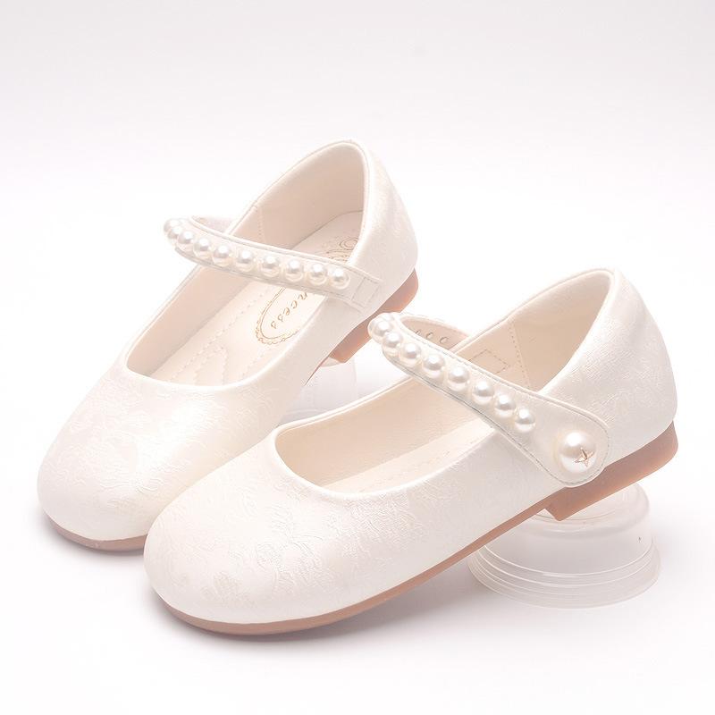 Spring and Autumn New Style Girls' White Leather Shoes, Children's White Shoes, Flower Girl School Uniform Photography Dress Shoes, Little Girls'